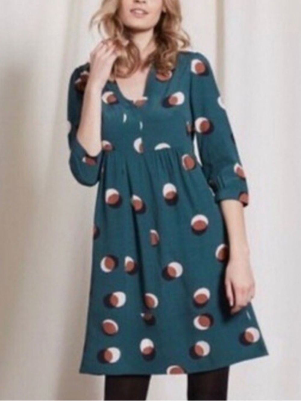 Boden Mollie Eclipse Green dress with Dots